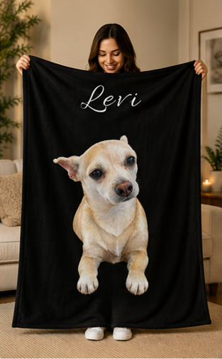 Personalized watercolor pet blanket